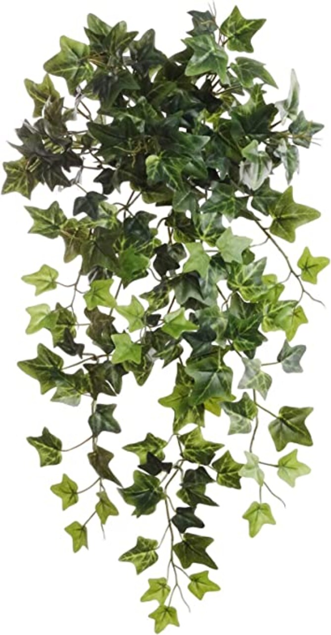 Set of 2: 19" Artificial English Ivy Hanging Bushes — Lifelike Silk Greenery for Patios, Shelves, Window Boxes & Home Decor | Floral Home